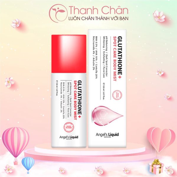 angel's liquid glutathione centella calming body mist Xịt mụn lưng Angel Liquid Giảm Mụn Lưng Mờ Thâm Làm Sáng Da Angels Liq  Thanh Chân Cosmetics cửa hàng mỹ phẩm chính hãng