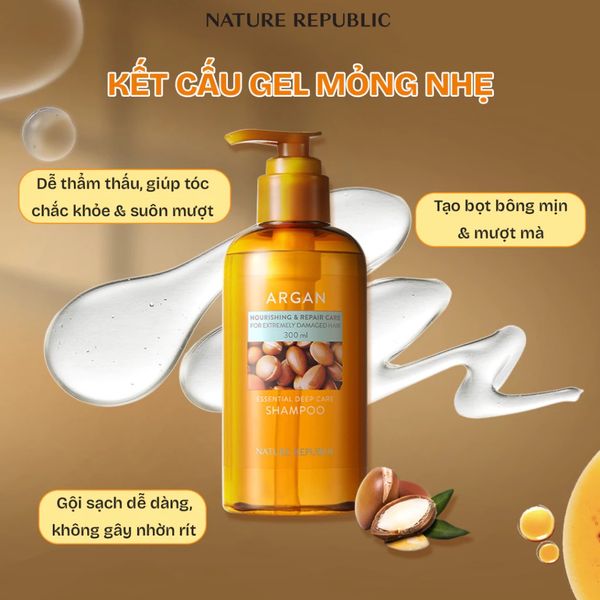 Dầu gội/xả Nature Republic Argan Essential Deep Care 300ml