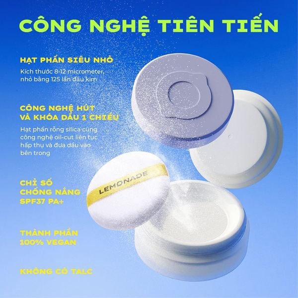 Phấn phủ kiềm dầu thuần chay Lemonade Supermatte No Makeup Loose Powder 9g