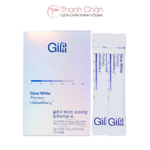 Bột Ngậm Trắng Da Gilaa Glow White Premium Glutathione C 3g/gói (vỏ trắng)