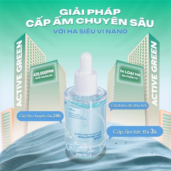Tinh chất Isntree Ultra-low Molecular Hyaluronic Acid Serum 50ml, cấp nước, căng bóng da