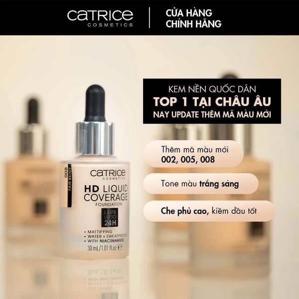 Kem nền Catrice HD Liquid Coverage Foundation 30ml