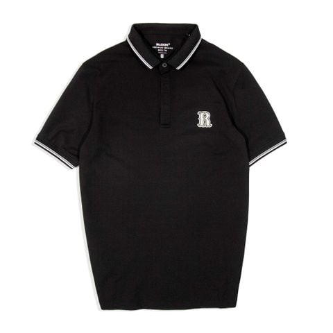  ÁO POLO BASIC THÊU MÀU ĐEN- 35766 