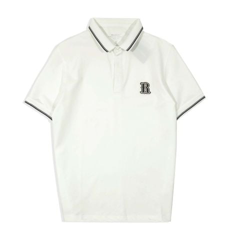  ÁO POLO BASIC THÊU MÀU TRẮNG  - 35766 