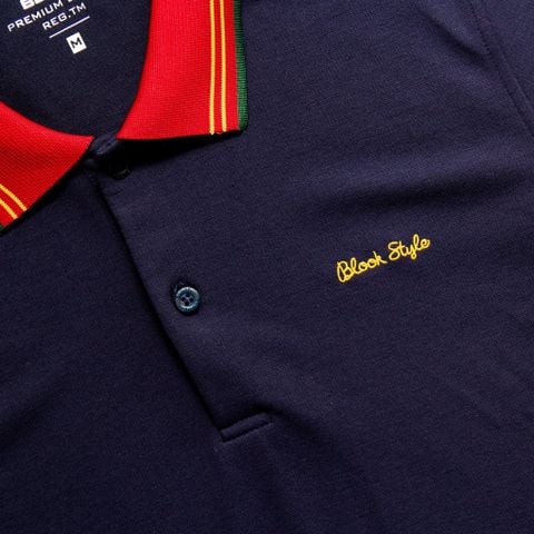  ÁO POLO HỌA TIẾT 35753 - XANH NAVY 