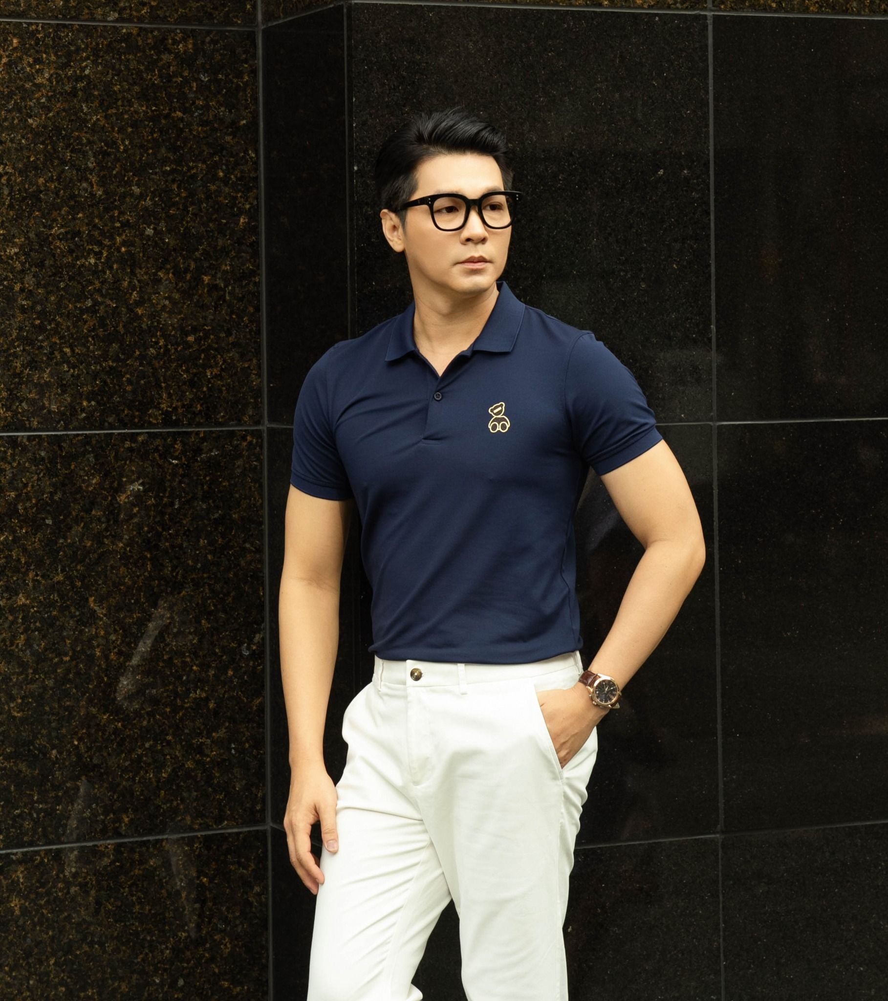  ÁO POLO HỌA TIẾT BEAR XANH NAVY - 35771 