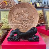 Tranh đĩa cá vượt vũ môn bằng đồng đỏ đk 19cm