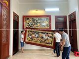 Tranh sen hạc đồng vàng dát vàng bạc kt 2m3x1m2