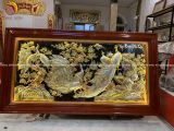 Tranh ngọc đường phú quý đồng vàng dát vàng bạc kt 2m3x1m2