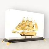 Mô thuyền buồm bằng đồng mạ vàng 24K KT 31cm (Mẫu 10) - Quà tặng tân gia