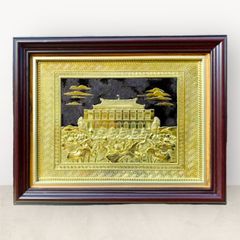 Tranh Bến Nhà Rồng - bảo tàng HCM nền đen KT28x34cm - Tranh quà tặng Đồng Đông Sơn
