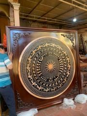 Tranh trống đồng mặt trống đồng đỏ đúc kt 1m9x1m9