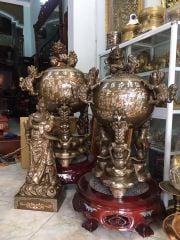 Thất lân bằng đồng đỏ khảm tam khí cao 117cm mẫu 6