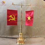 Cột cờ đồng vàng mạ vàng 24k cao 53cm -Mẫu tròn quốc huy