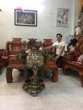Thất lân bằng đồng đỏ khảm tam khí cao 117cm mẫu 7