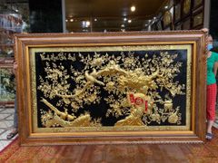 Tranh vinh hoa phú quý 2m5x1m5 đồng vàng dát vàng
