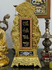 Bài vị đồng thau mạ vàng 24K vẽ nền đen cao 42cm  | Đồ thờ bằng đồng đẹp