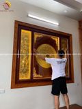 Tranh trống đồng mặt trống đồng vàng dát vàng KT 1m97x1m6