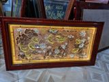 Tranh cửu ngư quần hội đồng đỏ dát vàng bạc 1m7x90cm