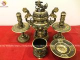 Tam sự bằng đồng vàng màu giả cổ 60cm
