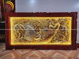 Tranh ngọc đường phú quý đồng vàng dát vàng bạc khung đục kt 1m7x90cm