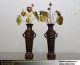 Lọ hoa bằng đồng đỏ mẫu nho sóc giả cổ cao 61cm