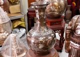 Lọ hoa củ tỏi bằng đồng khảm ngũ sắc cao 48cm