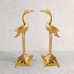 Đôi hạc thờ ngậm ngọc đồng đỏ cao 185cm dát vàng 24k