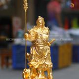 Tượng Quan Vũ toạ trấn bằng đồng thau dát vàng 24K cao 48cm nặng 8kg - Tượng đồng trang trí
