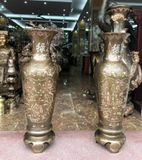 Đôi lọ lộc bình phong thủy bằng đồng cao 1m2 khảm tam khí
