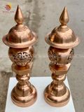 Đèn dầu đồng đỏ đúc cao 60cm - Đồ thờ bằng đồng đẹp