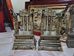 Ngai thờ đồng vàng màu hun giả cổ cao 81cm