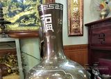 Lọ hoa củ tỏi bằng đồng đỏ khảm tam khí cao 48cm
