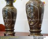 Lọ hoa bằng đồng khảm tam khí kích thước 42cm