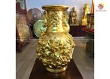 Đôi lọ hoa mẫu đơn cá chép bằng đồng mạ vàng 24k cao 30cm