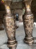 Đôi lục bình bằng đồng đỏ khảm tam khí cao 1m67 - Lục bình cỡ lớn
