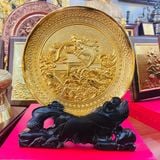 Tranh đĩa cá vượt vũ môn đồng vàng mạ vàng 24k đk 19cm