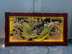 Tranh ngọc đường phú quý 1m7x90cm đồng đỏ xước dát khung đục