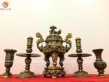 Tam sự bằng đồng vàng màu giả cổ 60cm
