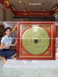 Tranh trống bằng đồng vàng gò đồng màu vàng mộc KT 120x120cm