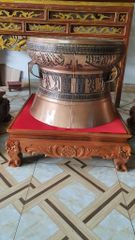 Quả trống ngọc lũ đúc đồng đỏ đường kính 45cm - Trống đồng Ngọc Lũ đúc nổi