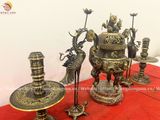 Ngũ sự bằng đồng vàng màu giả cổ 65cm