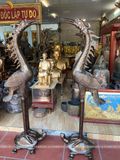 Đôi hạc thờ đồng đỏ ngậm ngọc cao 155cm màu giả cổ