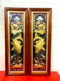 Tranh lý ngư vọng nguyệt bằng đồng vàng dát vàng bạc KT 1m2x40cm