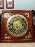 Tranh trống đồng mặt trống gò dát vẽ nền KT 1m17x1m17