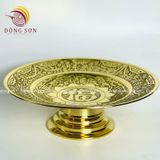 Mâm bồng chữ phúc bằng đồng màu vàng bóng đường kính 35cm - phụ kiện đồ thờ