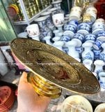 Mâm bồng chữ phúc bằng đồng màu vàng bóng đường kính 35cm - phụ kiện đồ thờ