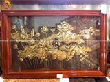 Tranh hoa sen bằng đồng vàng giả cổ KT 1m55x80cm