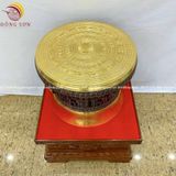 Quả trống đúc đồng đỏ đường kính 40cm dát vàng 24k và làm màu - Trống đồng Ngọc Lũ đúc nổi