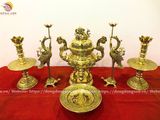 Bộ đồ thờ bằng đồng vàng màu vàng bóng 60cm